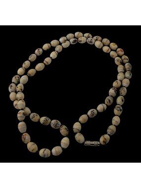 Vintage Cream & Multicolor Speckled Glass Bead Necklace